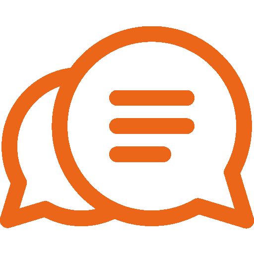 Illustration of two people, one holding and pointing at a large smartphone screen displaying a conversation with speech bubbles.